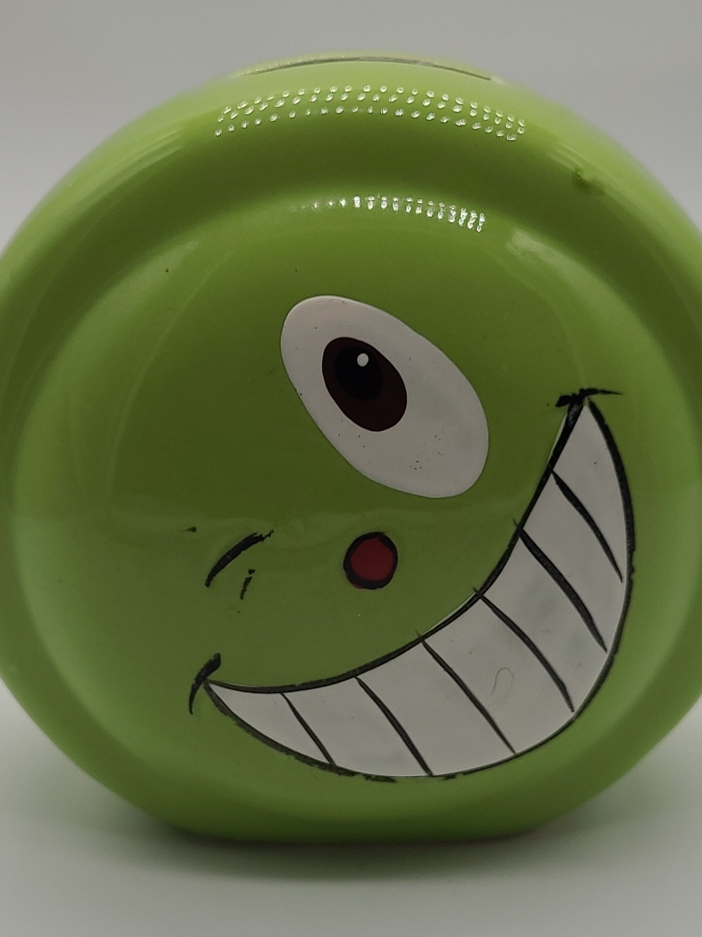 Retro Green Ceramic Winking Face Coin Bank Piggy Bank Home Decor